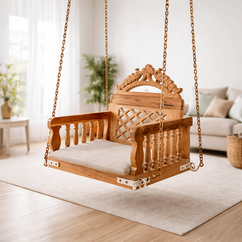 Premium Wooden Hanging Swing for Kids & Adults (1–35 Years)
